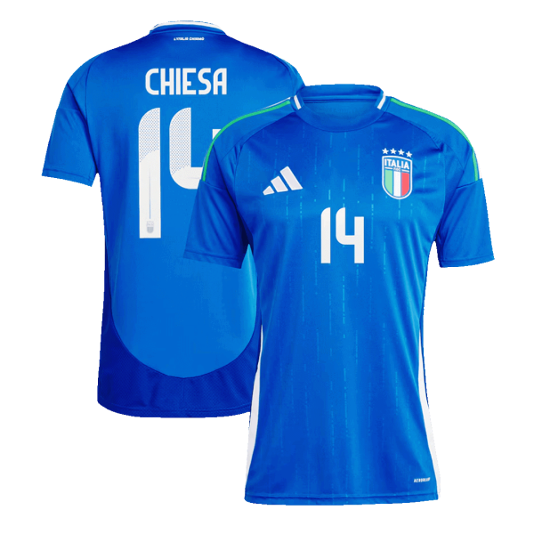 Chiesa 14 Italy Home Soccer Jersey Euro 2024