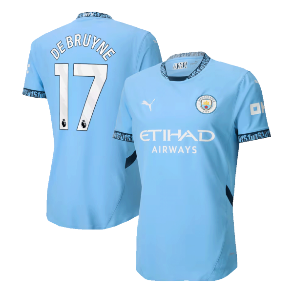 De Bruyne 17 Manchester City Home Authentic Soccer Jersey 2024 25