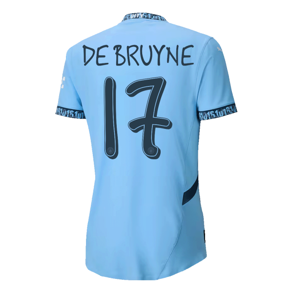 De Bruyne 17 Manchester City Home Authentic Soccer Jersey 2024 25 Ucl 2