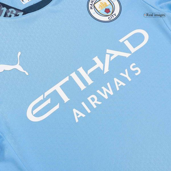 De Bruyne 17 Manchester City Home Authentic Soccer Jersey 2024 25 Ucl 8