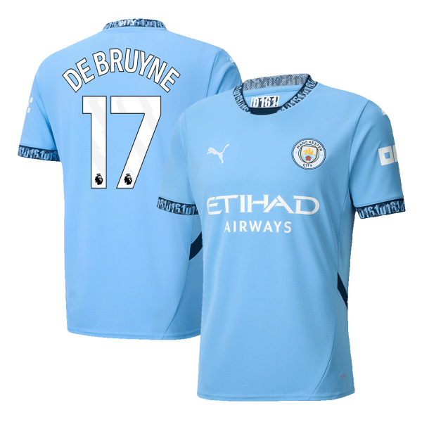 De Bruyne 17 Manchester City Home Soccer Jersey 2024 25