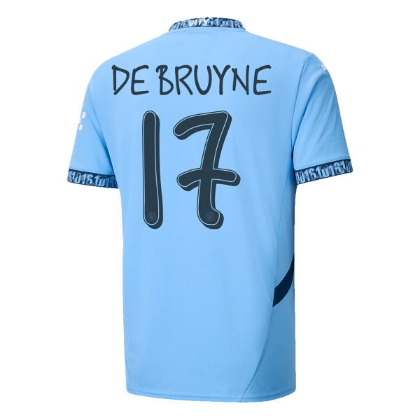 De Bruyne 17 Manchester City Home Soccer Jersey 2024 25 Ucl 2