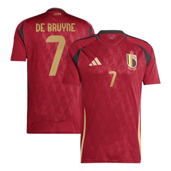 De Bruyne 7 Belgium Home Soccer Jersey Euro 2024