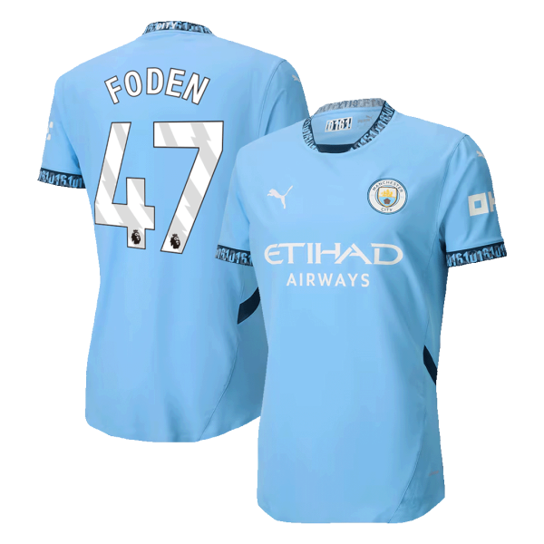 Foden 47 Manchester City Home Authentic Soccer Jersey 2024 25