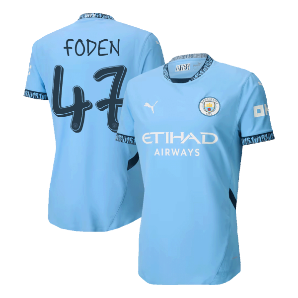 Foden 47 Manchester City Home Authentic Soccer Jersey 2024 25 Ucl