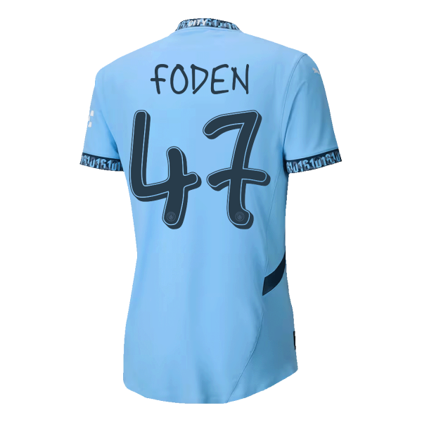 Foden 47 Manchester City Home Authentic Soccer Jersey 2024 25 Ucl 2