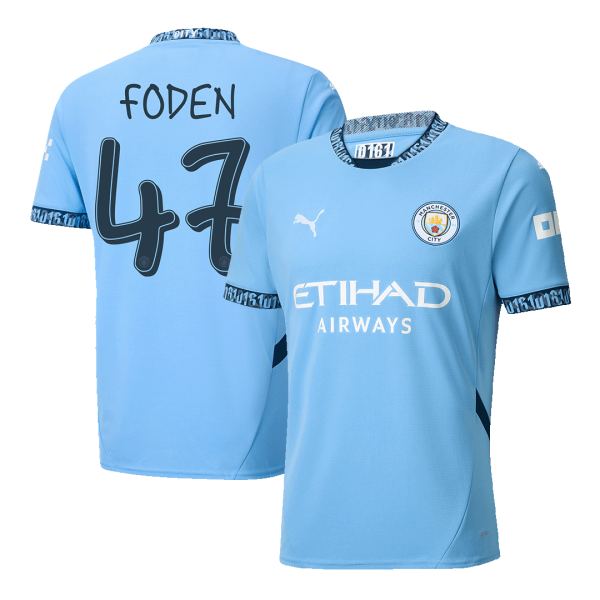 Foden 47 Manchester City Home Soccer Jersey 2024 25 Ucl