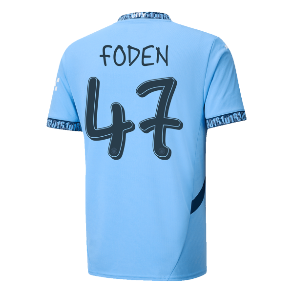 Foden 47 Manchester City Home Soccer Jersey 2024 25 Ucl 2