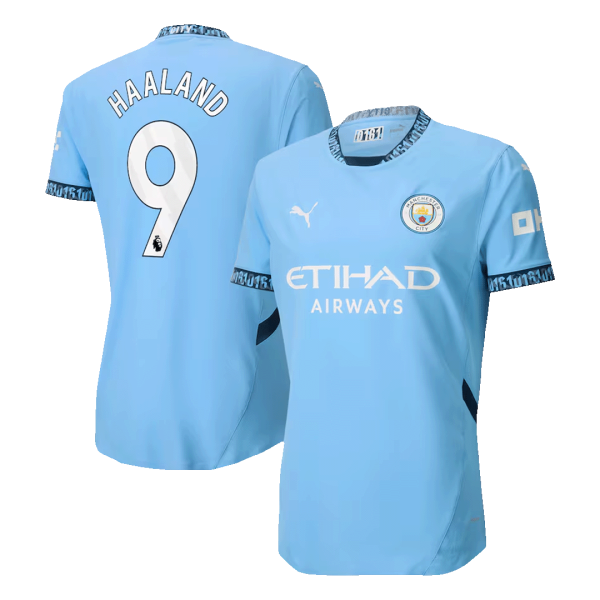 Haaland 9 Manchester City Home Authentic Soccer Jersey 2024 25