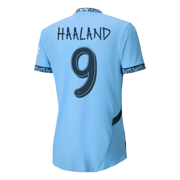 Haaland 9 Manchester City Home Authentic Soccer Jersey 2024 25 Ucl 2