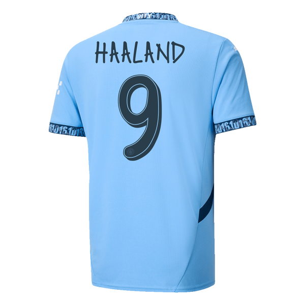 Haaland 9 Manchester City Home Soccer Jersey 2024 25 Ucl 2