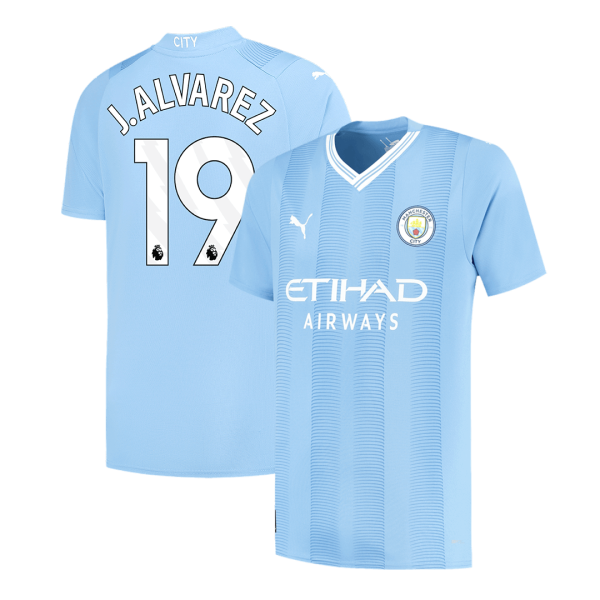 J Alvarez 19 Manchester City Home Soccer Jersey 2023 24