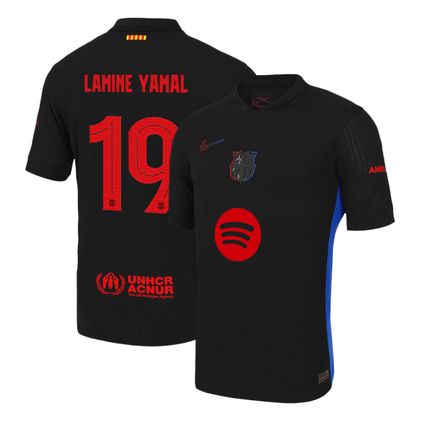 Lamine Yamal 19 Barcelona Away Authentic Soccer Jersey 2024 25 Ucl Spotify Logo Without Text