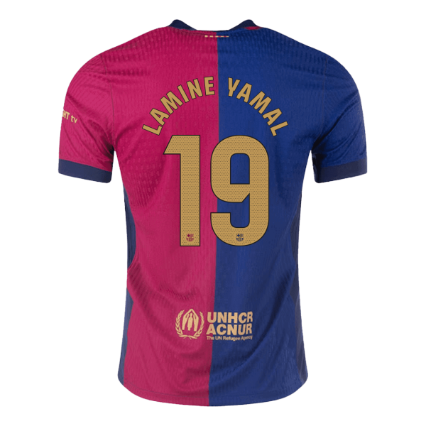 Lamine Yamal 19 Barcelona Home Authentic Soccer Jersey 2024 25 Spotify Logo Without Text 2