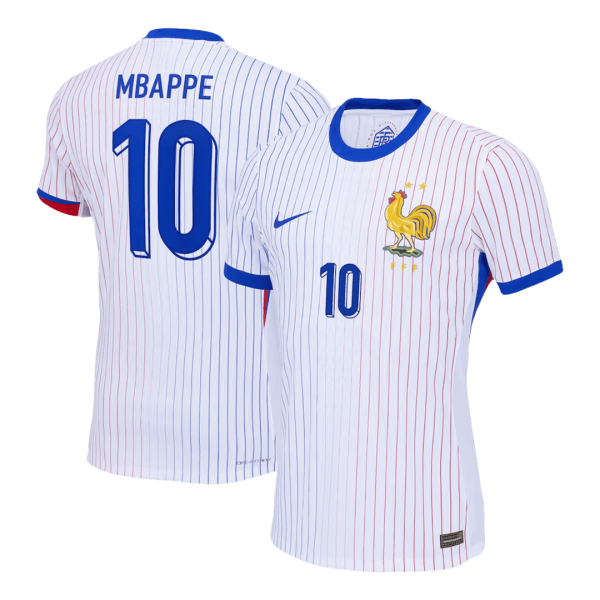 Mbappe 10 France Away Authentic Soccer Jersey Euro 2024