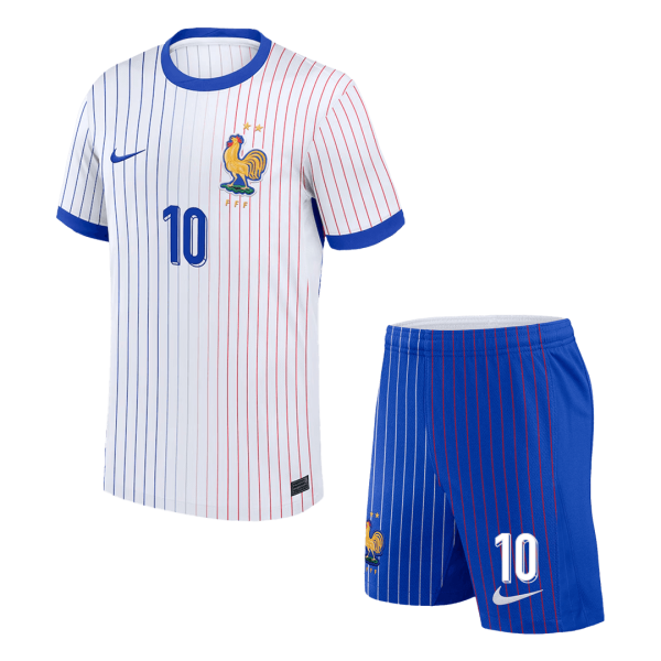 Mbappe 10 France Away Kids Soccer Jerseys Kit Euro 2024 1