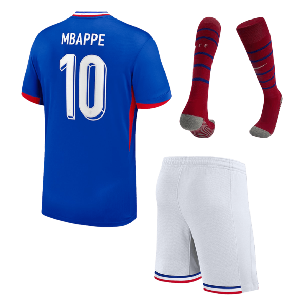 Mbappe 10 France Home Kids Soccer Jerseys Full Kit Euro 2024