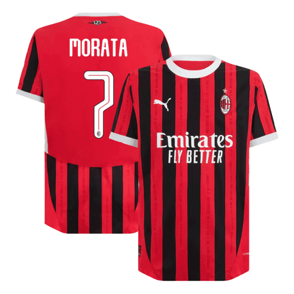 Morata 7 Ac Milan Home Authentic Soccer Jersey 2024 25 Ucl