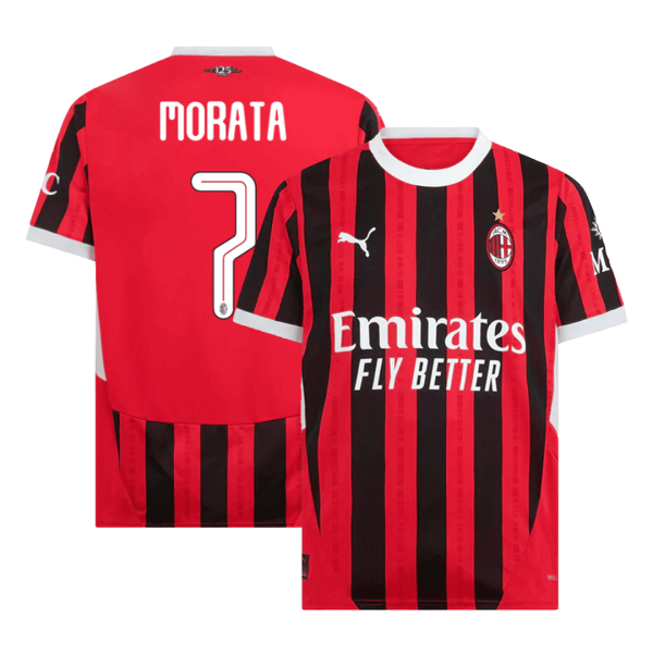 Morata 7 Ac Milan Home Soccer Jersey 2024 25