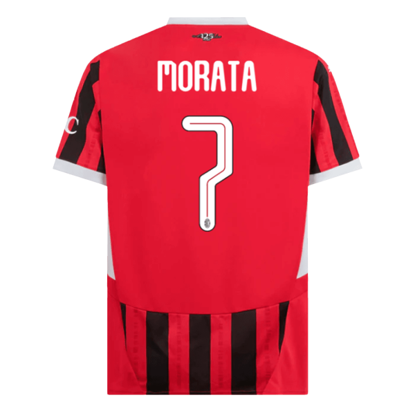 Morata 7 Ac Milan Home Soccer Jersey 2024 25 Ucl 2