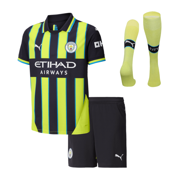 Manchester City Away Kids Soccer Jerseys Full Kit 2024 25