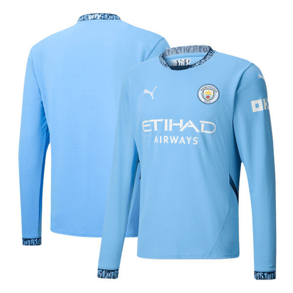 Manchester City Home Long Sleeve Soccer Jersey 2024 25 2