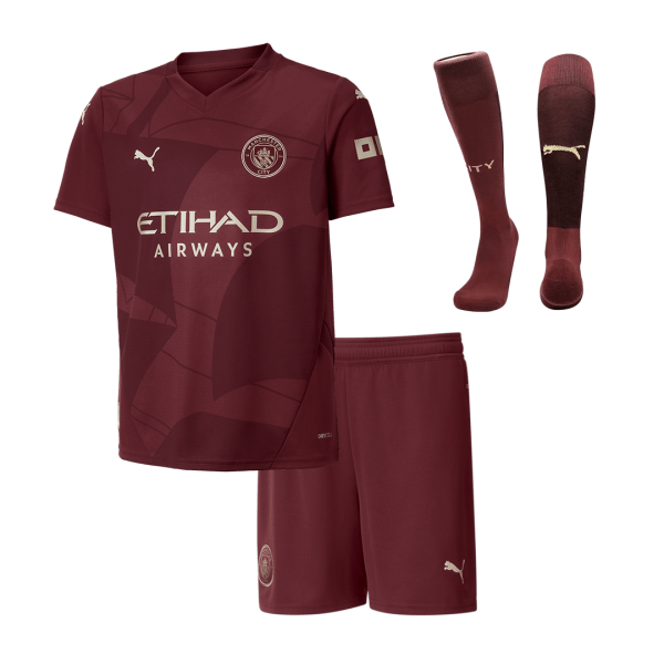 Manchester City Third Away Kids Soccer Jerseys Full Kit 2024 25