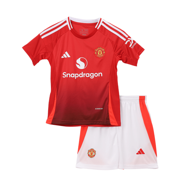 Manchester United Home Kids Soccer Jerseys Kit 2024 25 2