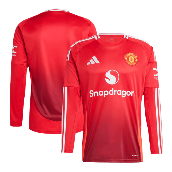 Manchester United Home Long Sleeve Soccer Jersey 2024 25 2