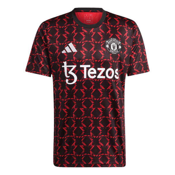 Manchester United Pre Match Soccer Jersey 2024 25 Red Black