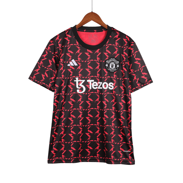 Manchester United Pre Match Soccer Jersey 2024 25 Red Black 3