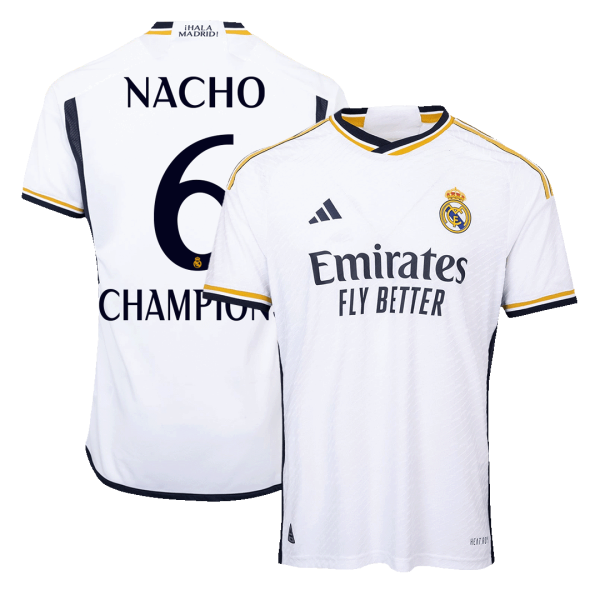 Nacho 6 Champions Real Madrid Home Authentic Soccer Jersey 2023 24