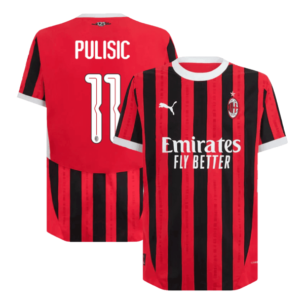 Pulisic 11 Ac Milan Home Authentic Soccer Jersey 2024 25 Ucl