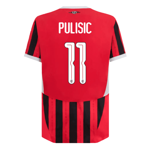 Pulisic 11 Ac Milan Home Authentic Soccer Jersey 2024 25 Ucl 2