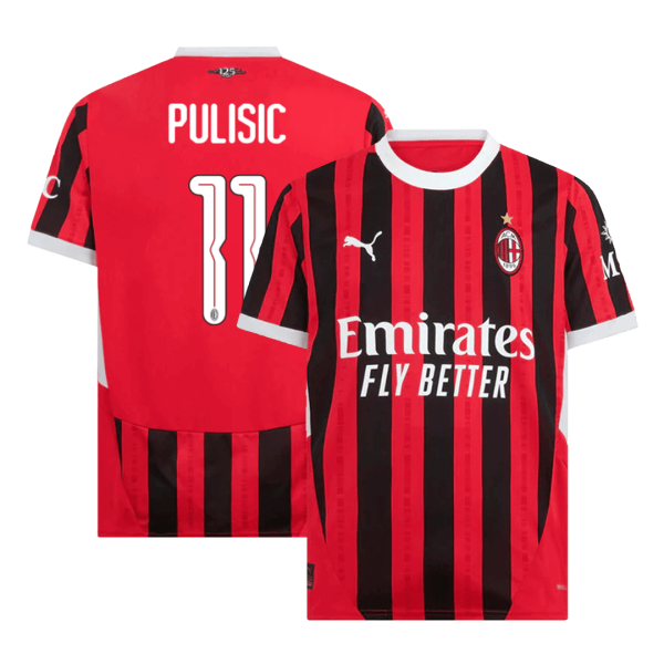 Pulisic 11 Ac Milan Home Soccer Jersey 2024 25 Ucl