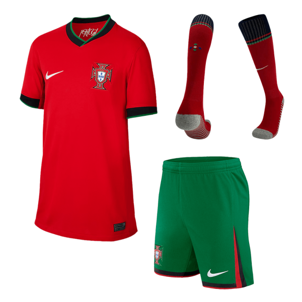 Portugal Home Kids Soccer Jerseys Full Kit Euro 2024