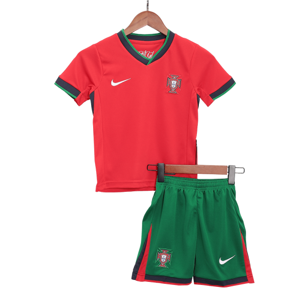 Portugal Home Kids Soccer Jerseys Full Kit Euro 2024 2