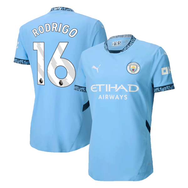 Rodrigo 16 Manchester City Home Authentic Soccer Jersey 2024 25