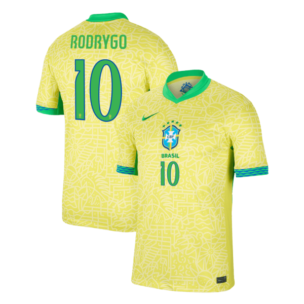 Rodrygo 10 Brazil Home Soccer Jersey Copa America 2024