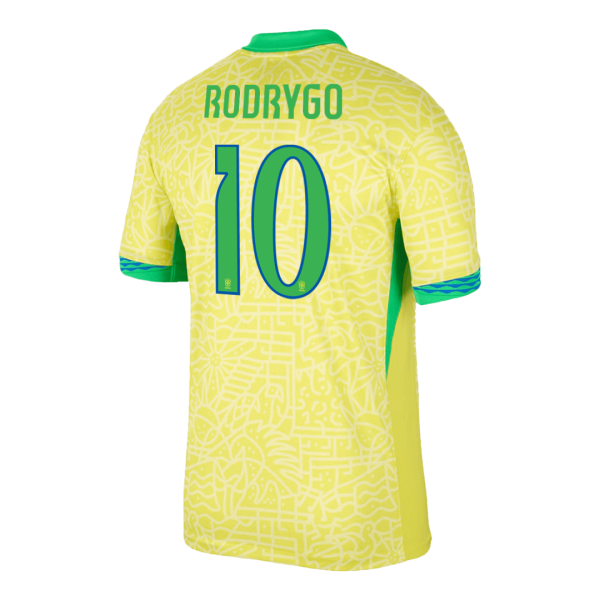 Rodrygo 10 Brazil Home Soccer Jersey Copa America 2024 2