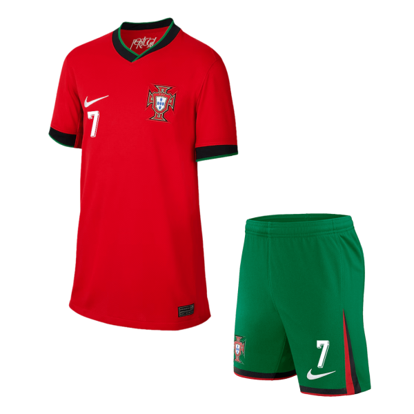 Ronaldo 7 Portugal Home Kids Soccer Jerseys Kit Euro 2024