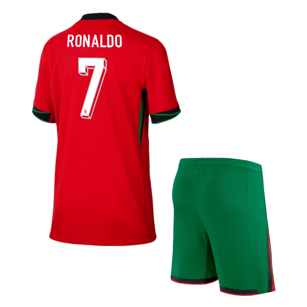 Ronaldo 7 Portugal Home Kids Soccer Jerseys Kit Euro 2024 1