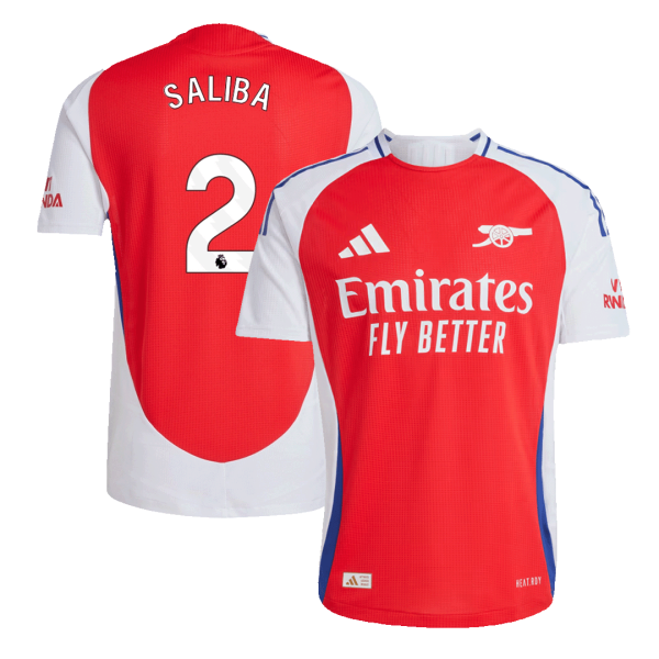 Saliba 2 Arsenal Home Authentic Soccer Jersey 2024 25