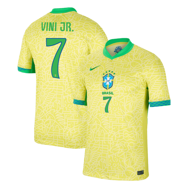 Vini Jr 7 Brazil Home Soccer Jersey Copa America 2024