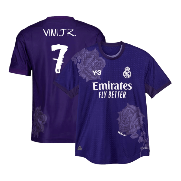 Vini Jr 7 Real Madrid Y 3 Fourth Away Authentic Soccer Jersey 2023 24