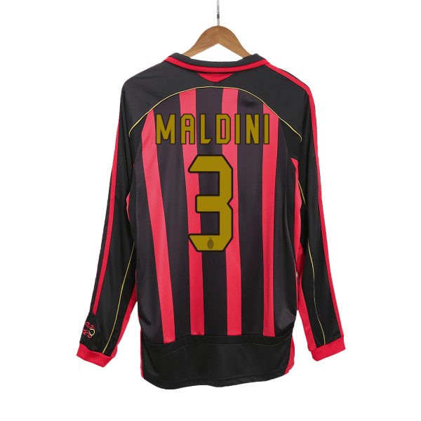 Vintage Soccer Jersey Maldini 3 Ac Milan Home Long Sleeve 2006 07